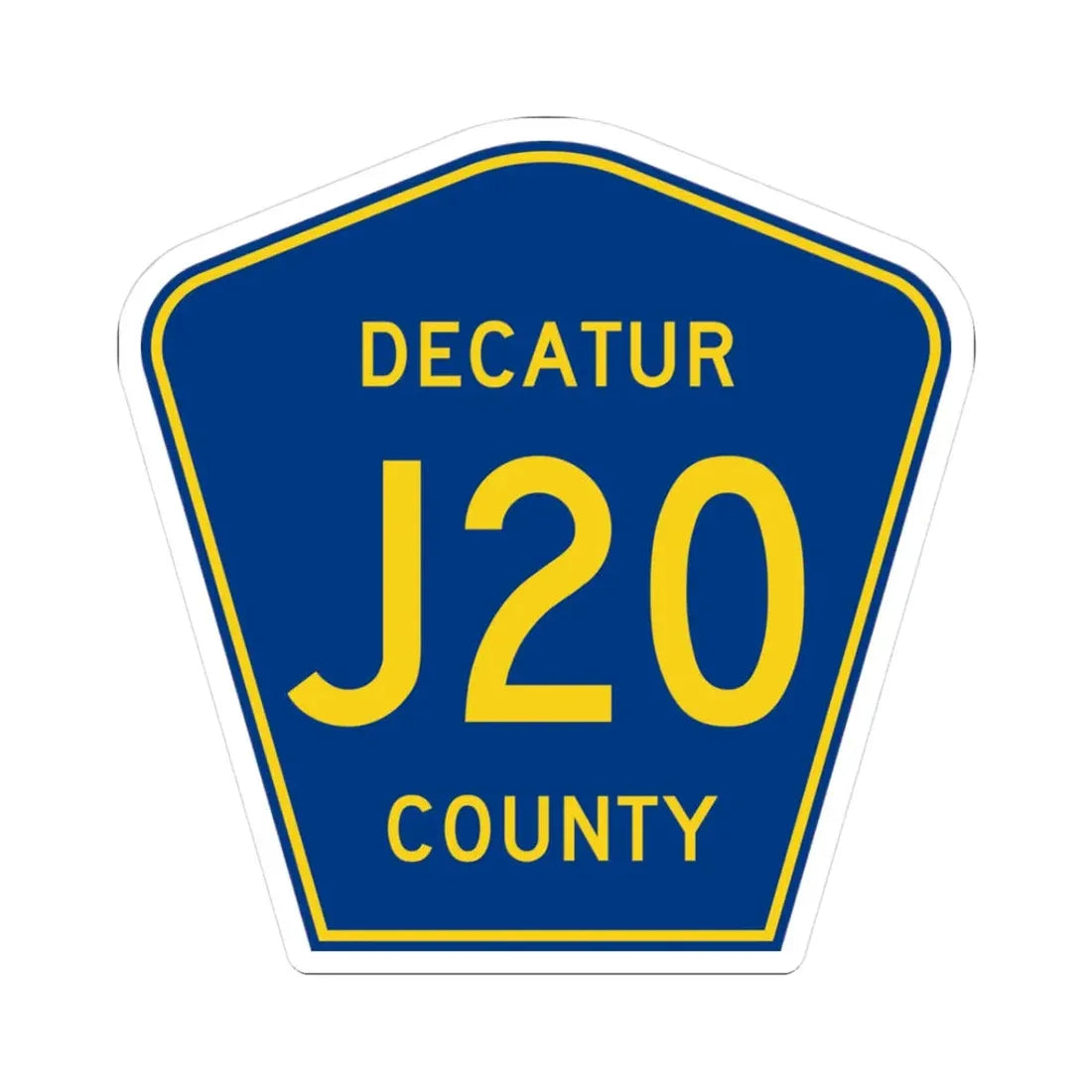 Decatur County Route J20 IA (Iowa) (Road Sign) STICKER Vinyl Kiss-Cut Decal 3 Inch White - The Sticker Space