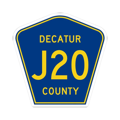 Decatur County Route J20 IA (Iowa) (Road Sign) STICKER Vinyl Kiss-Cut Decal 3 Inch White - The Sticker Space