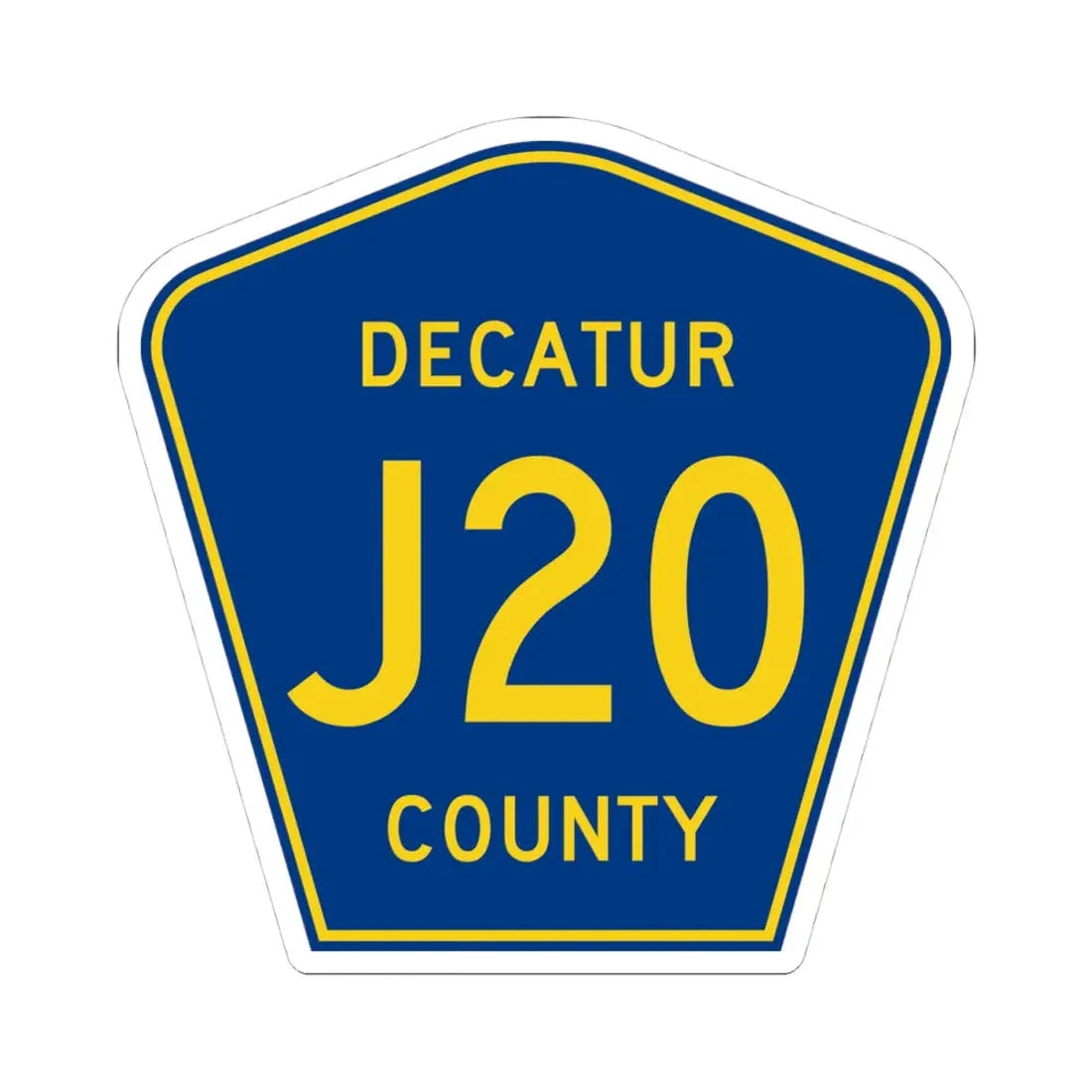 Decatur County Route J20 IA (Iowa) (Road Sign) STICKER Vinyl Kiss-Cut Decal 4 Inch White - The Sticker Space