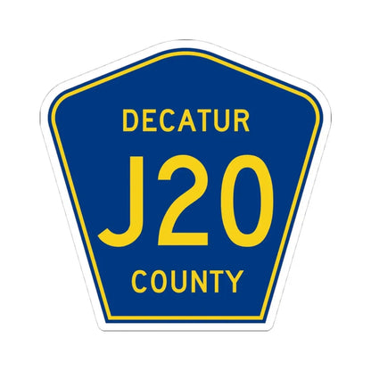 Decatur County Route J20 IA (Iowa) (Road Sign) STICKER Vinyl Kiss-Cut Decal 4 Inch White - The Sticker Space