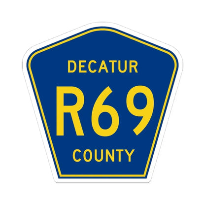 Decatur County Route R69 IA (Iowa) (Road Sign) STICKER Vinyl Kiss-Cut Decal 4 Inch White - The Sticker Space