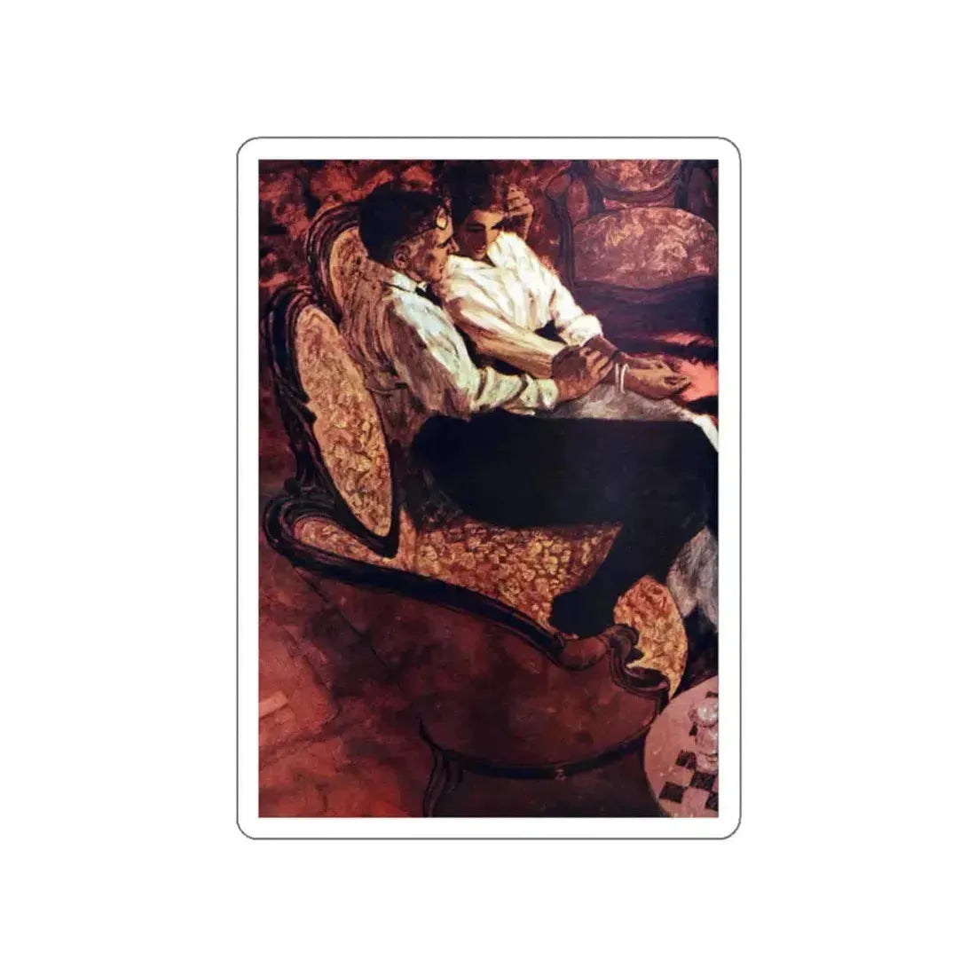 Decision by Firelight, Good Housekeeping, July 1965 (Magazine Illustration) STICKER Vinyl Die-Cut Decal White Die-Cut 2 Inch - The Sticker Space