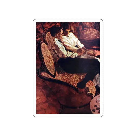 Decision by Firelight, Good Housekeeping, July 1965 (Magazine Illustration) STICKER Vinyl Die-Cut Decal White Die-Cut 2 Inch - The Sticker Space