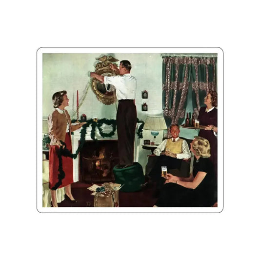Decorating For Christmas, Collier's, December 24, 1949 (Magazine Illustration) STICKER Vinyl Die-Cut Decal White Die-Cut 2 Inch - The Sticker Space