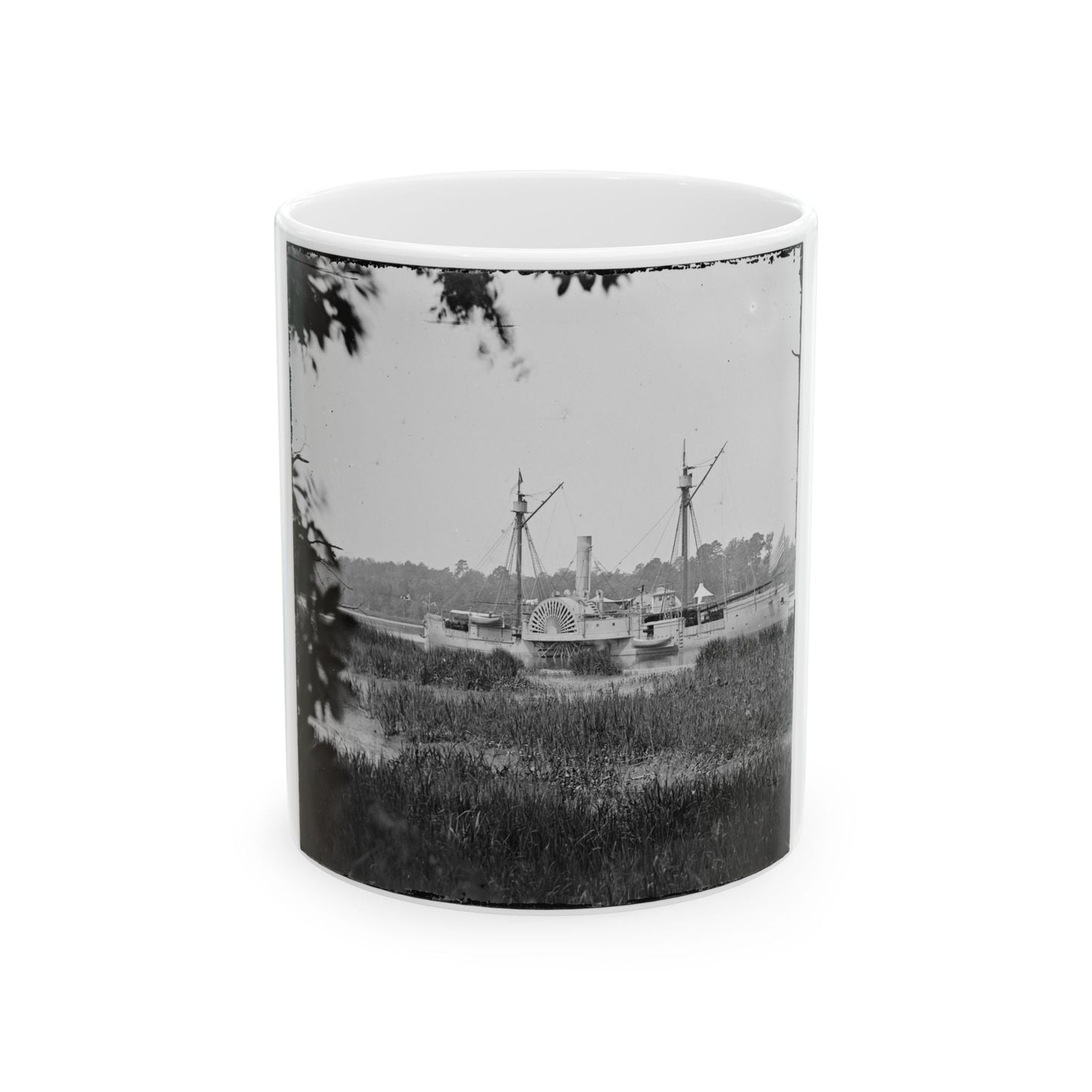 Deep Bottom, Va.  U.S. Gunboat Mendota (In Service May 2, 1864) On The James (U.S. Civil War) White Coffee Mug