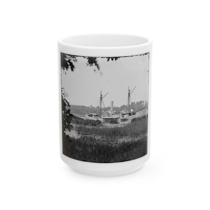 Deep Bottom, Va.  U.S. Gunboat Mendota (In Service May 2, 1864) On The James (U.S. Civil War) White Coffee Mug