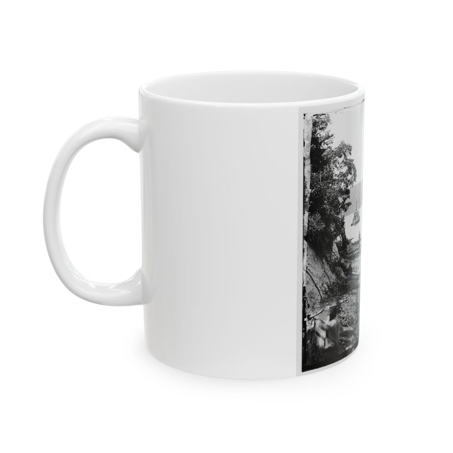 Deep Bottom, Va., Vicinity.  Transport Linda Of Philadelphia And A Monitor (Onondaga ) On The James (U.S. Civil War) White Coffee Mug