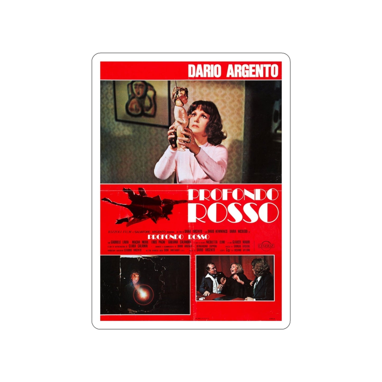 DEEP RED (ITALIAN) 2 1975 Movie Poster STICKER Vinyl Die-Cut Decal-3 Inch-The Sticker Space