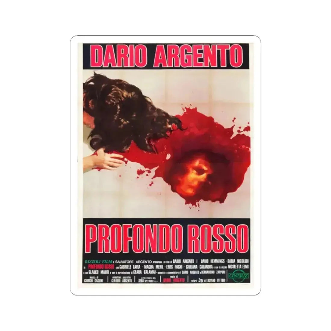 DEEP RED (ITALIAN) 3 1975 Movie Poster - STICKER Vinyl Kiss-Cut Decal 2 Inch White - The Sticker Space