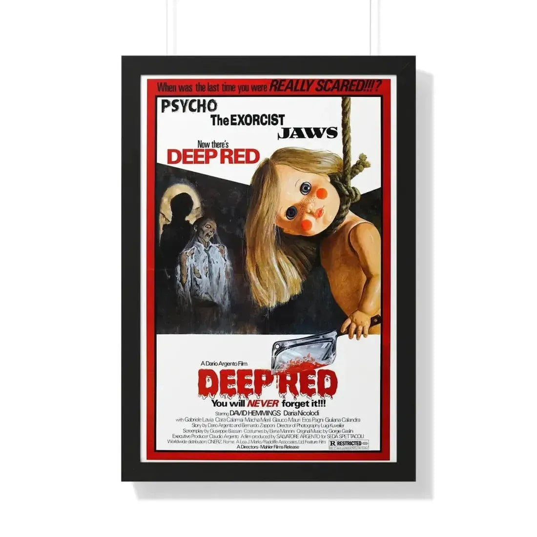 DEEP RED (PROFONDO ROSSO) 1975 - Framed Movie Poster - The Sticker Space