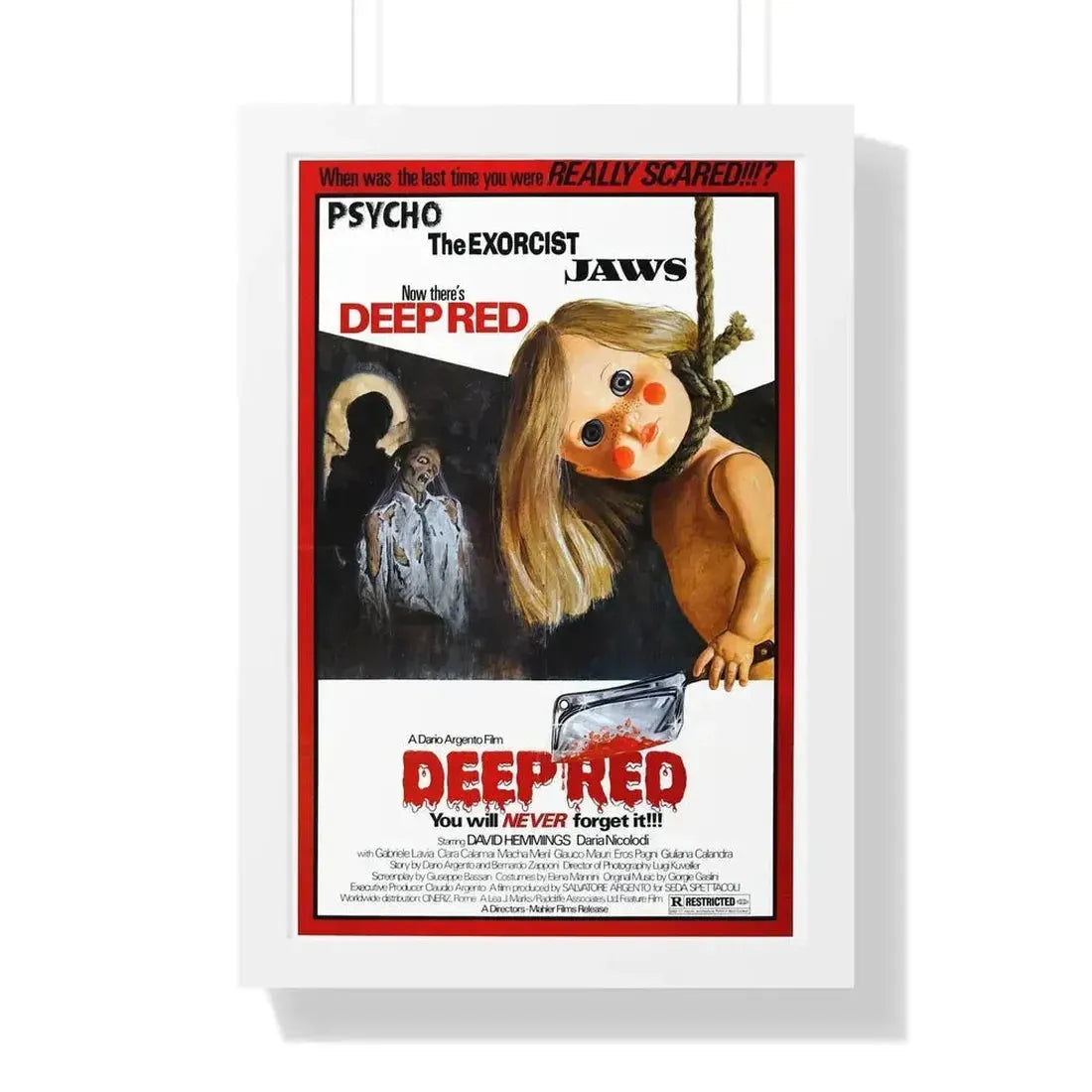 DEEP RED (PROFONDO ROSSO) 1975 - Framed Movie Poster - The Sticker Space