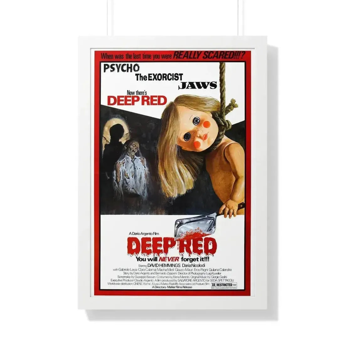 DEEP RED (PROFONDO ROSSO) 1975 - Framed Movie Poster - The Sticker Space