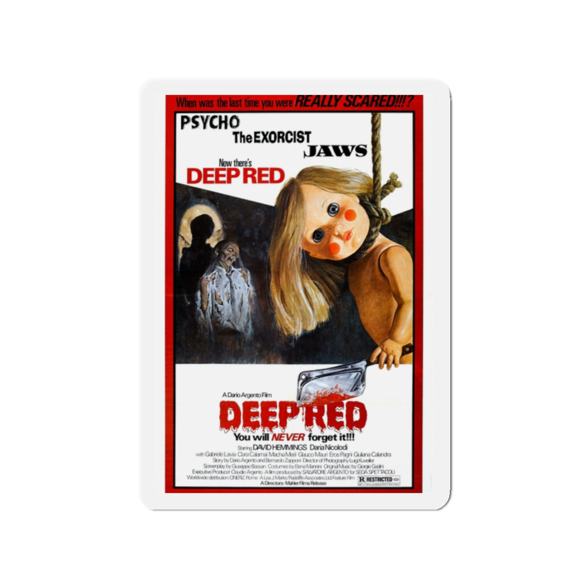 DEEP RED (PROFONDO ROSSO) 1975 Movie Poster - Die-Cut Magnet-2" x 2"-The Sticker Space