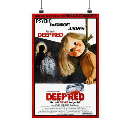 DEEP RED (PROFONDO ROSSO) 1975 - Paper Movie Poster 12″ x 18″ Matte - The Sticker Space