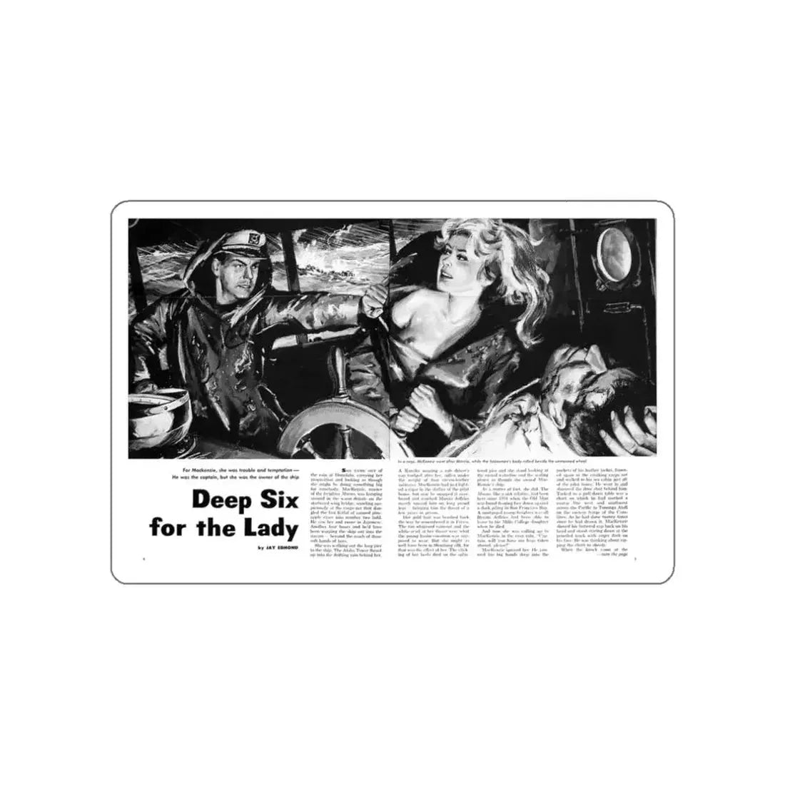 Deep Six for the Lady, Sir Knight magazine, No. 7 - 1959 (Magazine Illustration) STICKER Vinyl Die-Cut Decal White Die-Cut 3 Inch - The Sticker Space