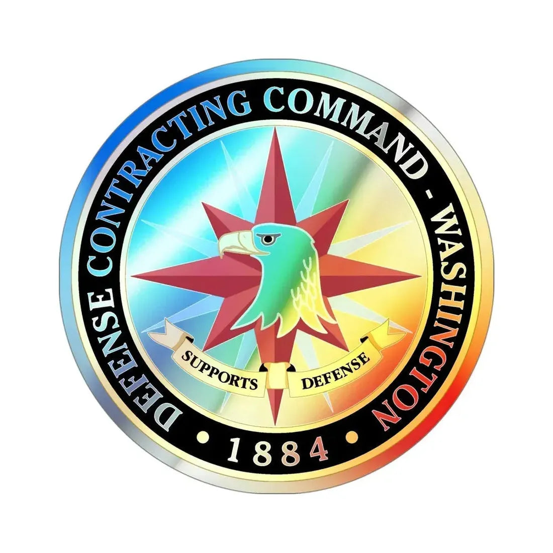 Defense Contracting Command Washington (U.S. Army) Holographic STICKER Die-Cut Vinyl Decal 4 Inch Holographic - The Sticker Space
