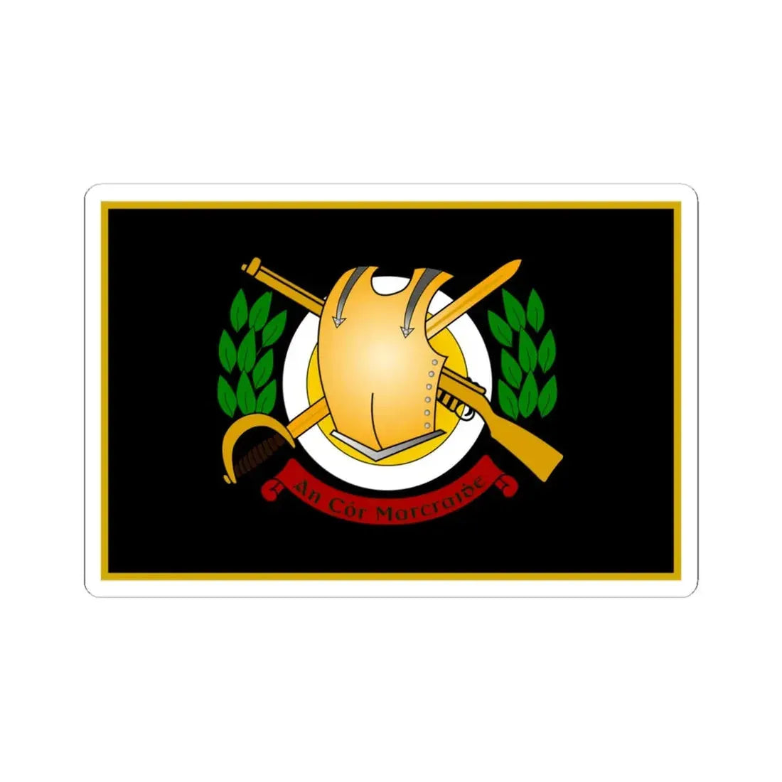 Defense Forces Cavalry Corps Flag Ireland (Ireland) STICKER Vinyl Kiss-Cut Decal 4 Inch White - The Sticker Space