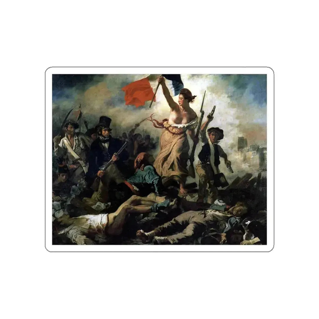 DELACROIX, EUGENE - Liberty Leading the People (28th July 1830) (Artwork) STICKER Vinyl Die-Cut Decal White Die-Cut 5 Inch - The Sticker Space