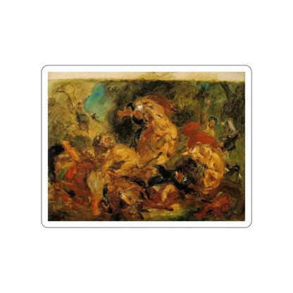 DELACROIX, EUGENE - Lion Hunt2 (Artwork) STICKER Vinyl Die-Cut Decal White Die-Cut 6 Inch - The Sticker Space
