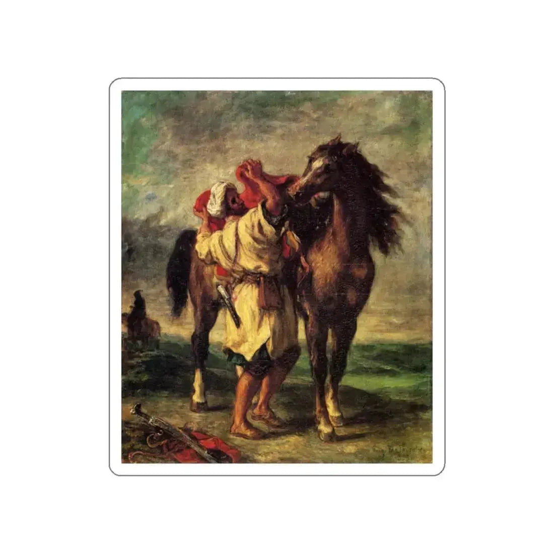 DELACROIX, EUGENE - Marocan and his Horse (Artwork) STICKER Vinyl Die-Cut Decal White Die-Cut 2 Inch - The Sticker Space