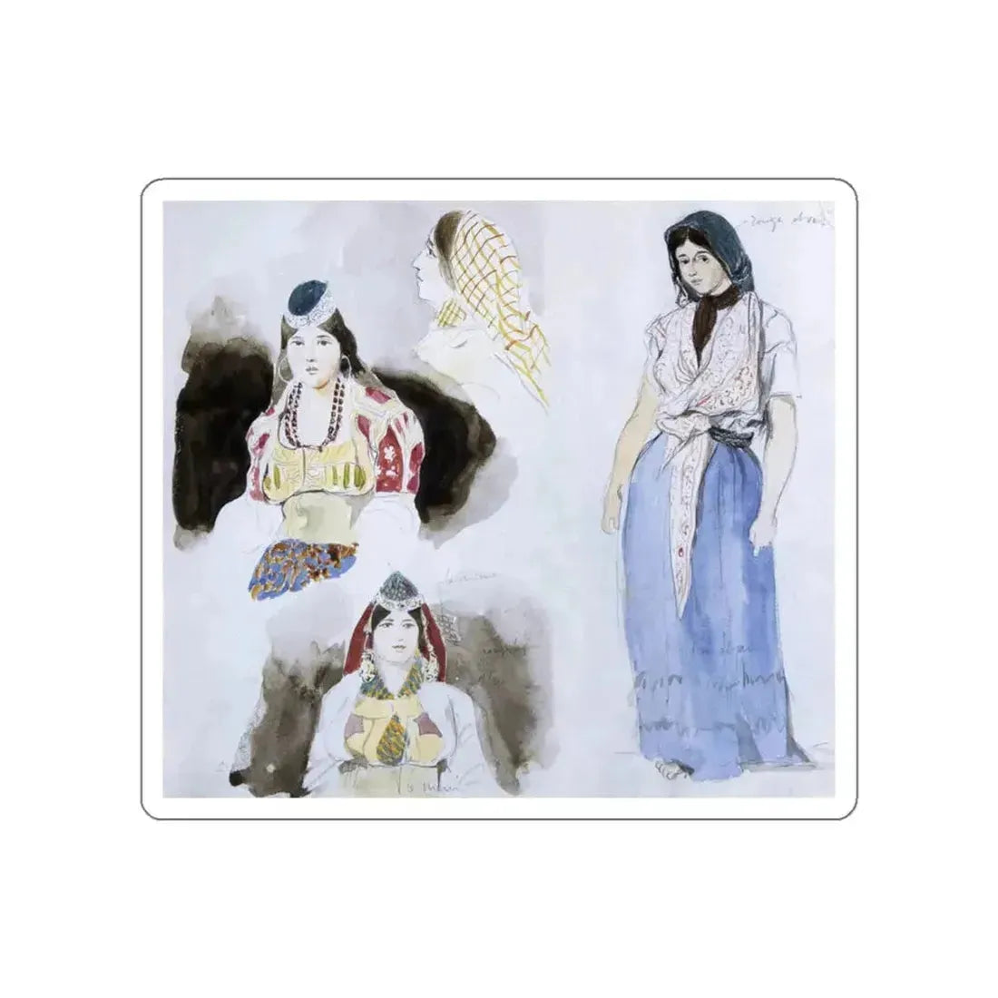 DELACROIX, EUGENE - Moroccan Women (Artwork) STICKER Vinyl Die-Cut Decal White Die-Cut 6 Inch - The Sticker Space
