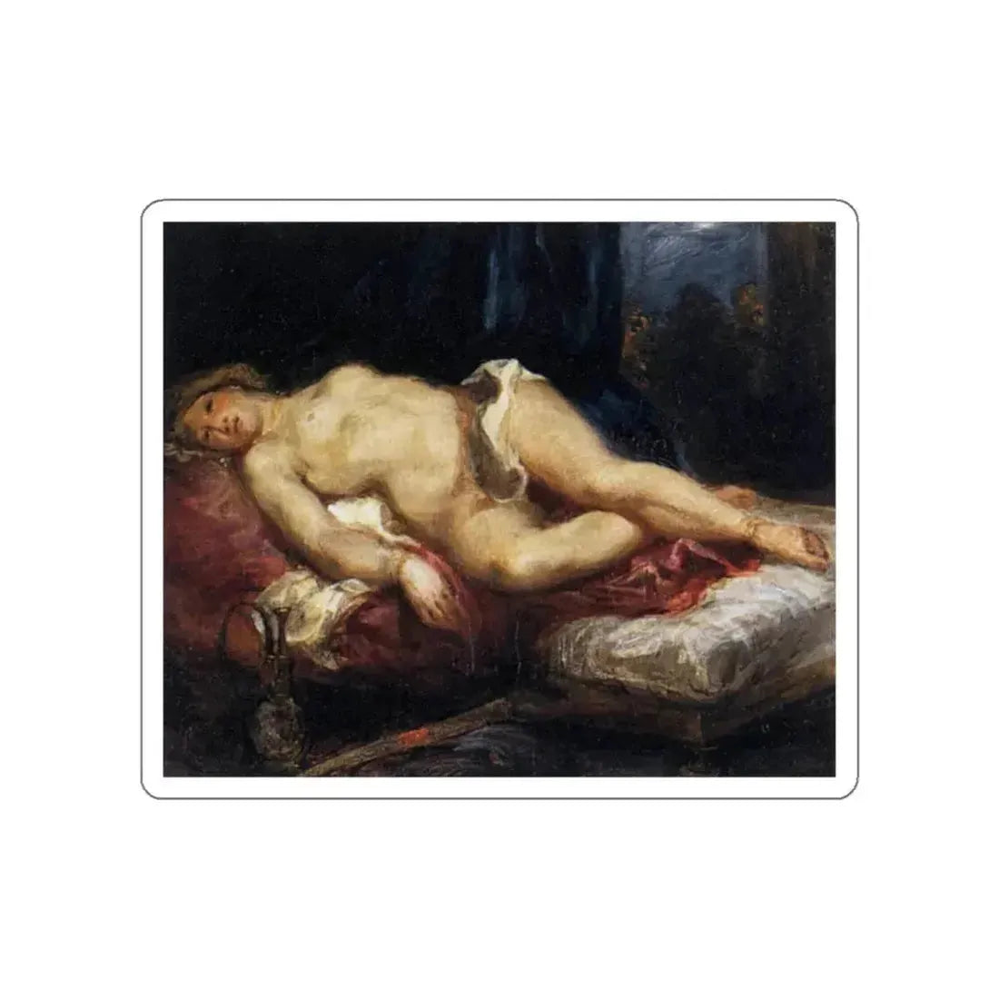 DELACROIX, EUGENE - Odalisque Reclining on a Divan (Artwork) STICKER Vinyl Die-Cut Decal White Die-Cut 3 Inch - The Sticker Space