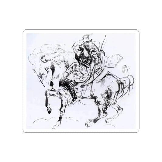 DELACROIX, EUGENE - Sketch for Attila (Artwork) STICKER Vinyl Die-Cut Decal White Die-Cut 2 Inch - The Sticker Space