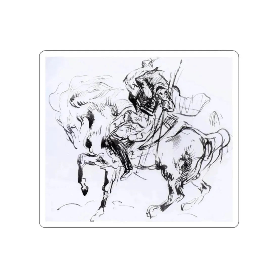 DELACROIX, EUGENE - Sketch for Attila (Artwork) STICKER Vinyl Die-Cut Decal White Die-Cut 3 Inch - The Sticker Space