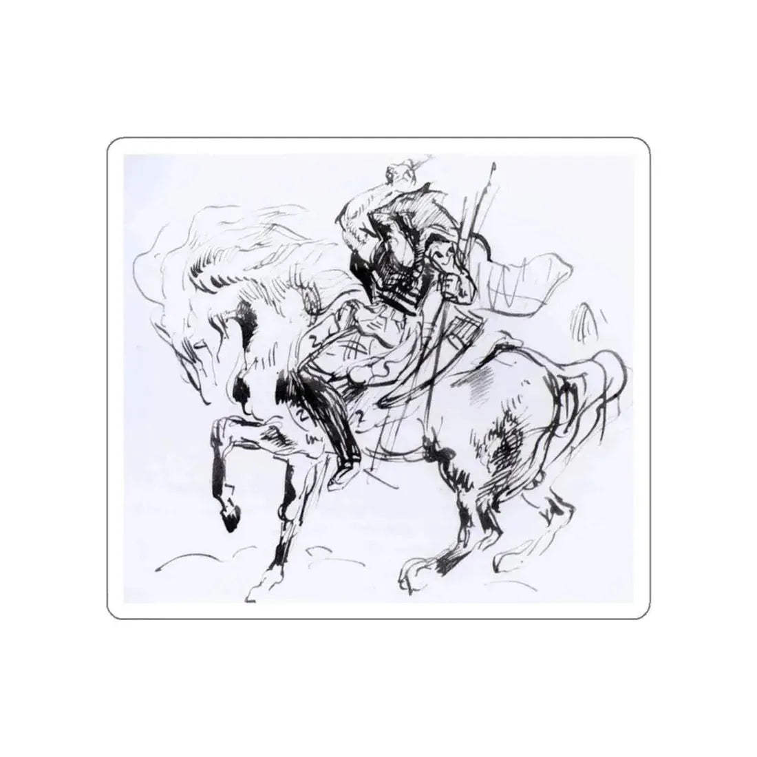 DELACROIX, EUGENE - Sketch for Attila (Artwork) STICKER Vinyl Die-Cut Decal White Die-Cut 6 Inch - The Sticker Space