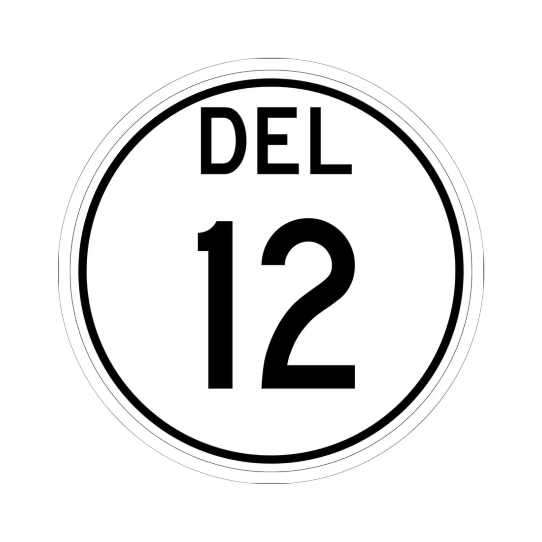 Delaware 12 1964 (Delaware) (Road Sign) STICKER Vinyl Kiss-Cut Decal 6 Inch White - The Sticker Space