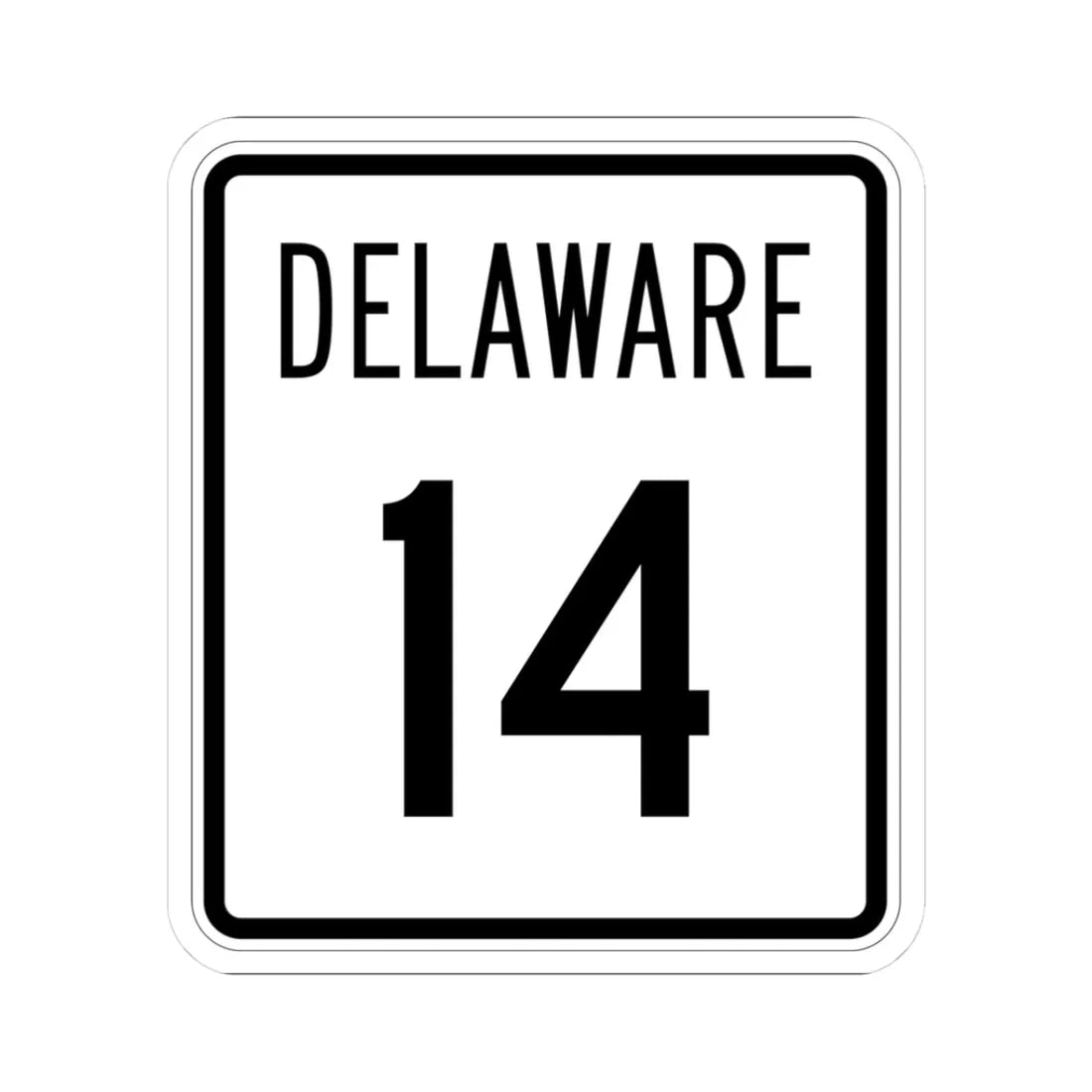 Delaware 14 1955 (Delaware) (Road Sign) STICKER Vinyl Kiss-Cut Decal 3 Inch White - The Sticker Space