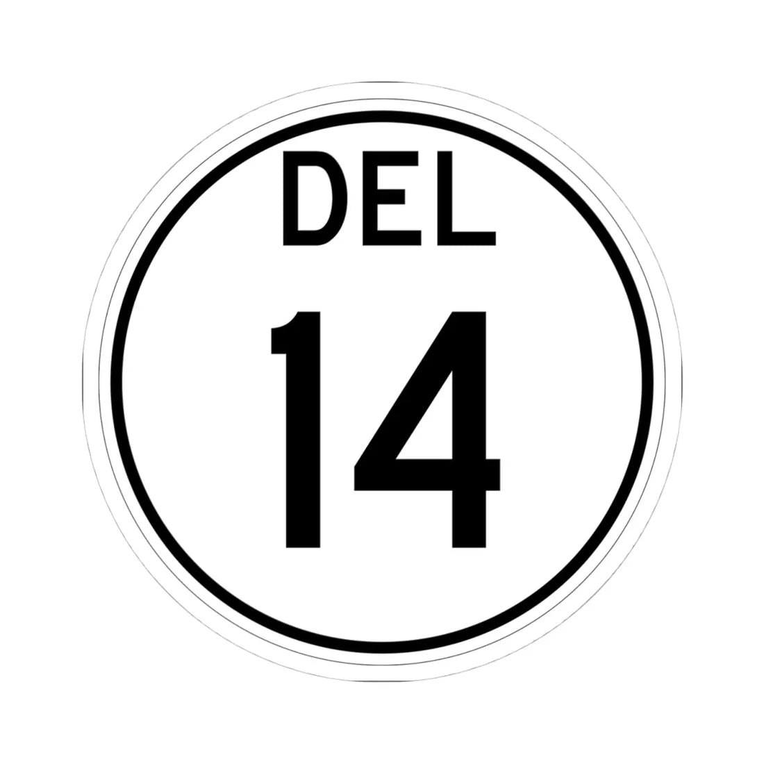 Delaware 14 1964 (Delaware) (Road Sign) STICKER Vinyl Kiss-Cut Decal 4 Inch White - The Sticker Space
