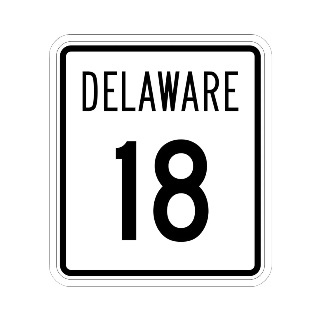 Delaware 18 1955 (Delaware) (Road Sign) STICKER Vinyl Kiss-Cut Decal 6 Inch White - The Sticker Space