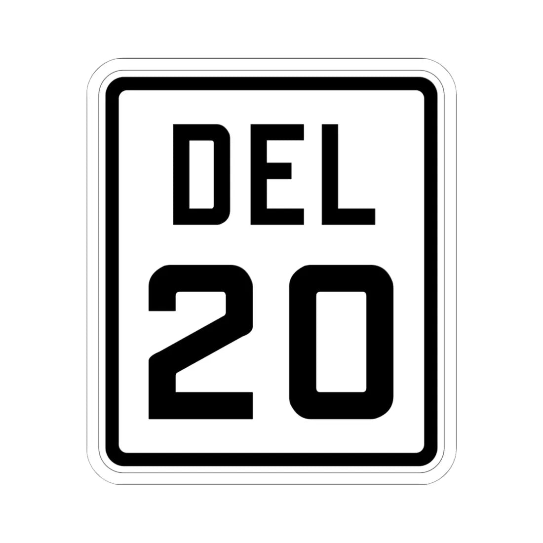 Delaware 20 1926 (Delaware) (Road Sign) STICKER Vinyl Kiss-Cut Decal 6 Inch White - The Sticker Space