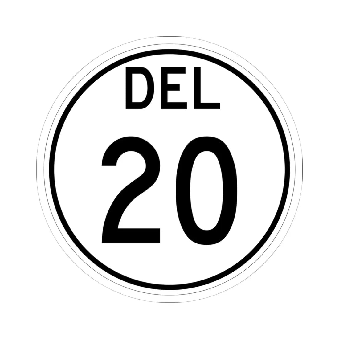 Delaware 20 1964 (Delaware) (Road Sign) STICKER Vinyl Kiss-Cut Decal 4 Inch White - The Sticker Space