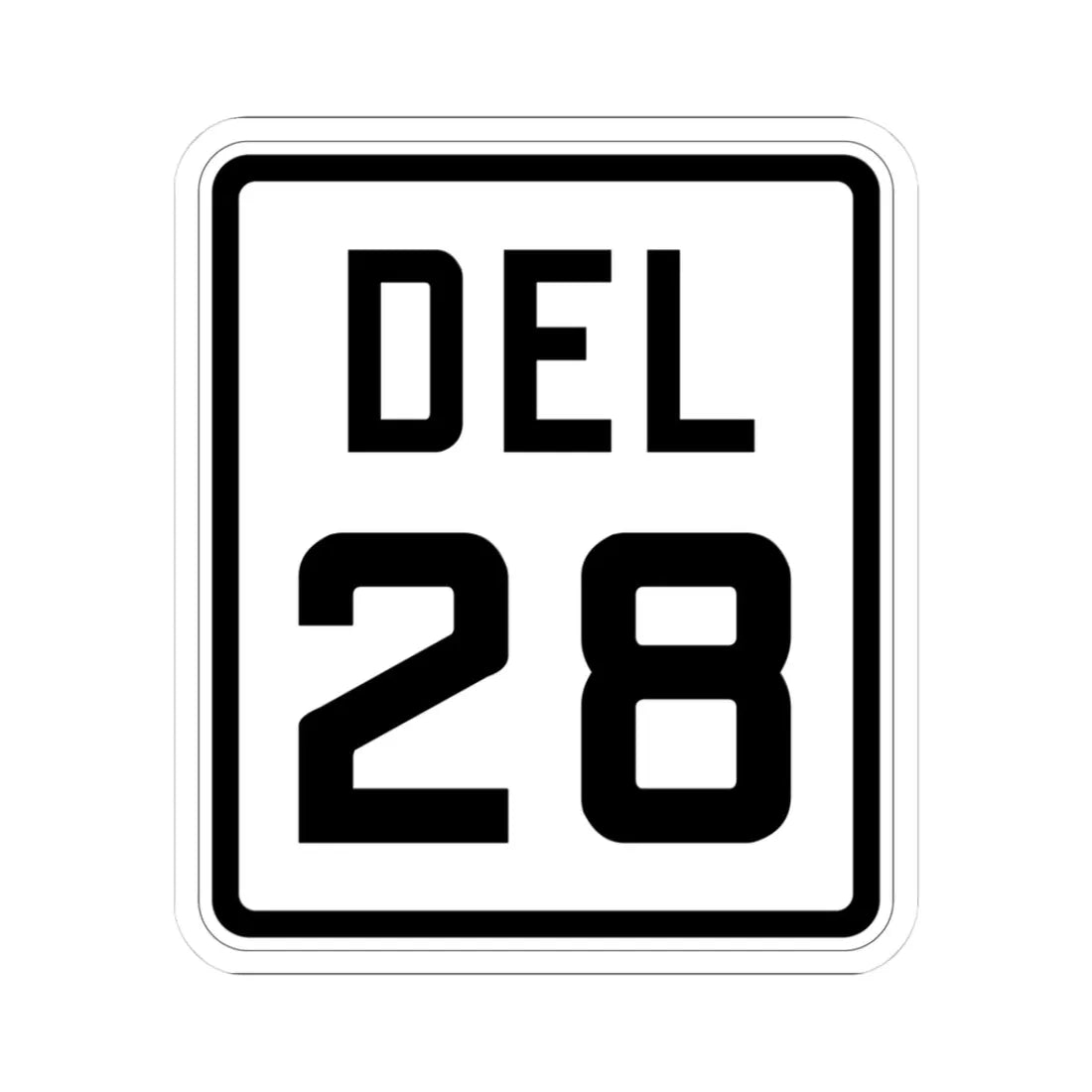 Delaware 28 1926 (Delaware) (Road Sign) STICKER Vinyl Kiss-Cut Decal 3 Inch White - The Sticker Space