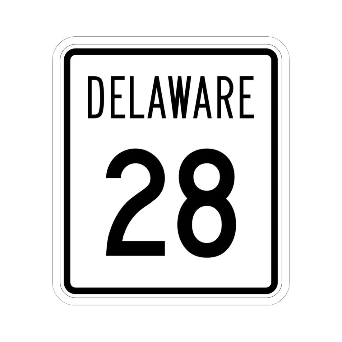 Delaware 28 1955 (Delaware) (Road Sign) STICKER Vinyl Kiss-Cut Decal 6 Inch White - The Sticker Space