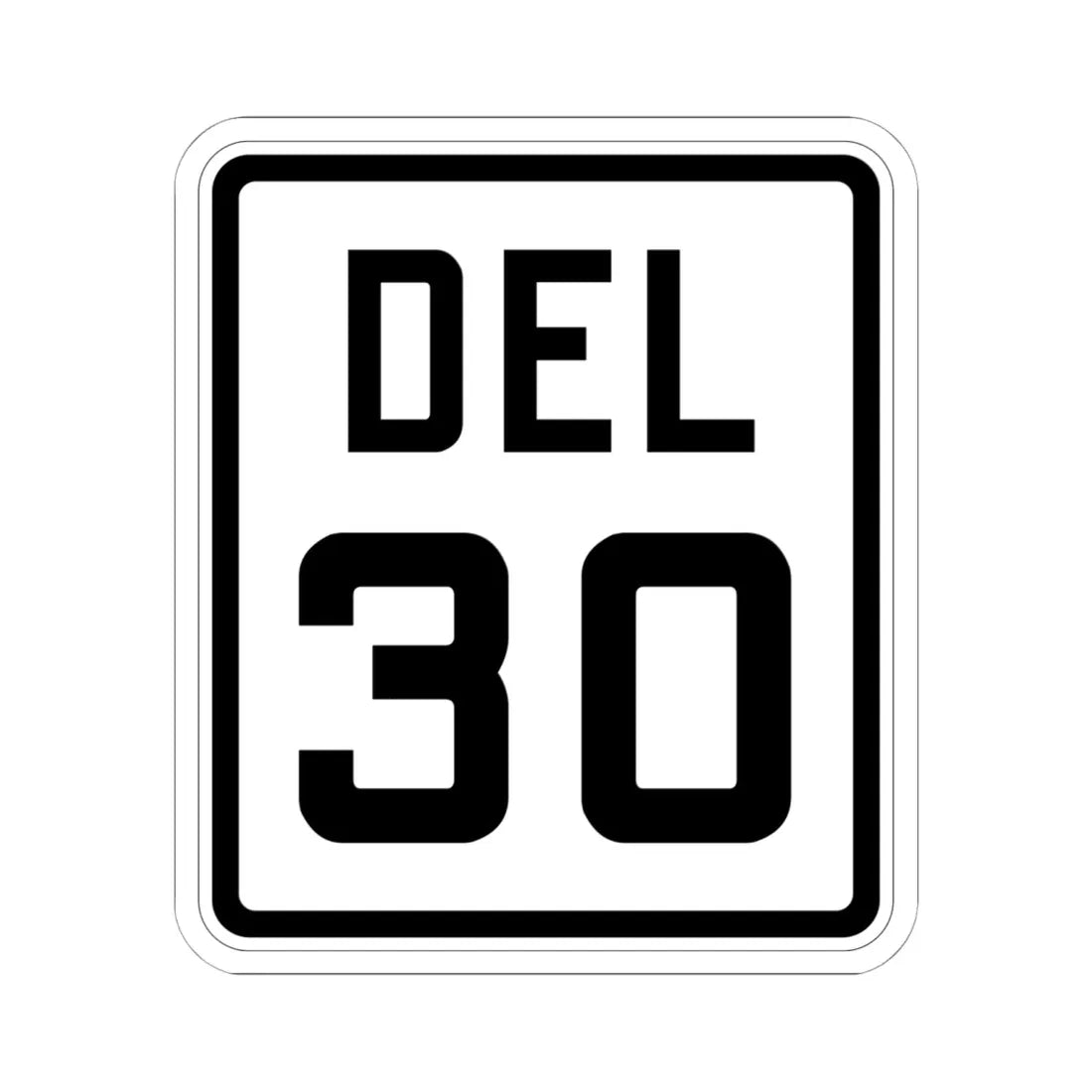 Delaware 30 1926 (Delaware) (Road Sign) STICKER Vinyl Kiss-Cut Decal 6 Inch White - The Sticker Space