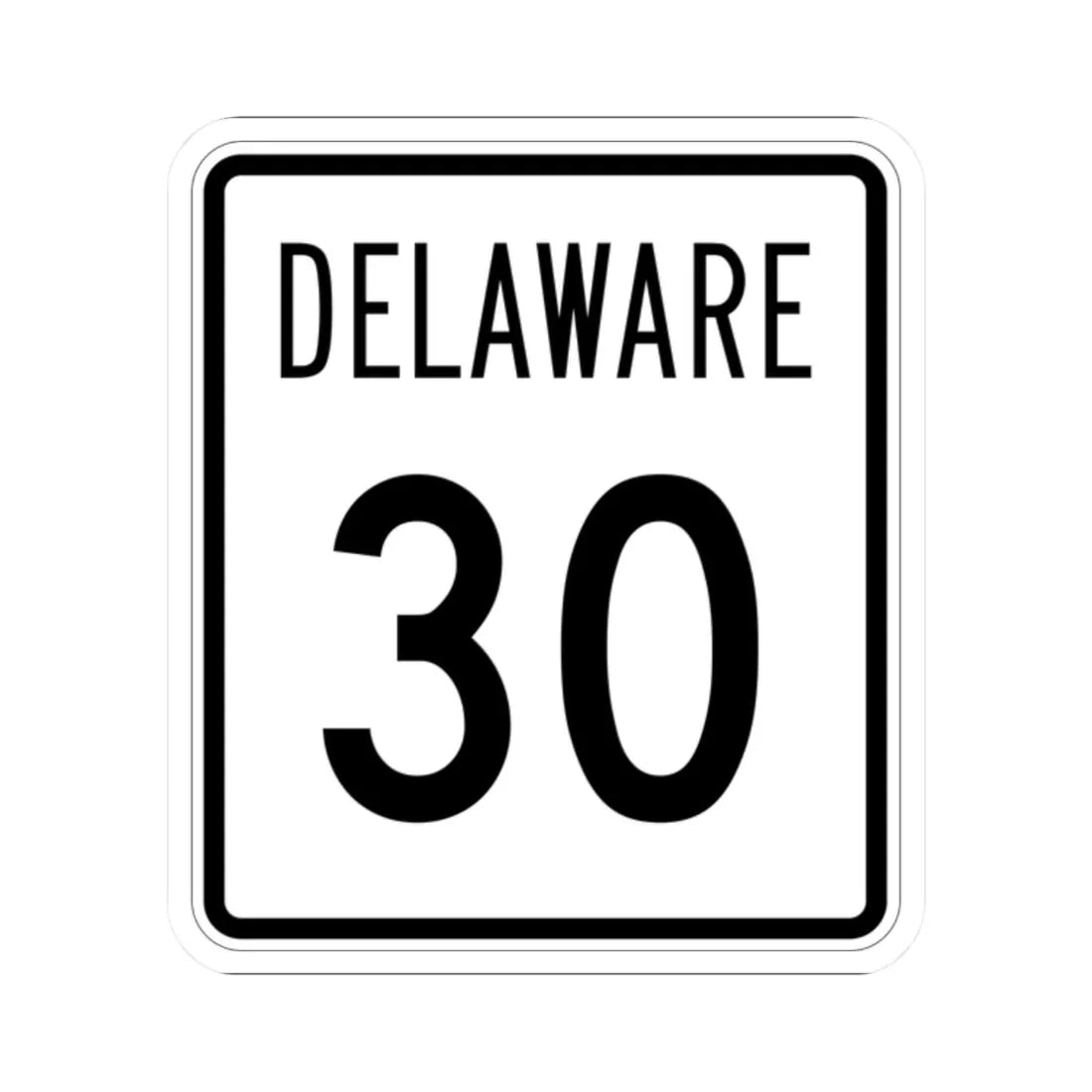 Delaware 30 1955 (Delaware) (Road Sign) STICKER Vinyl Kiss-Cut Decal 2 Inch White - The Sticker Space