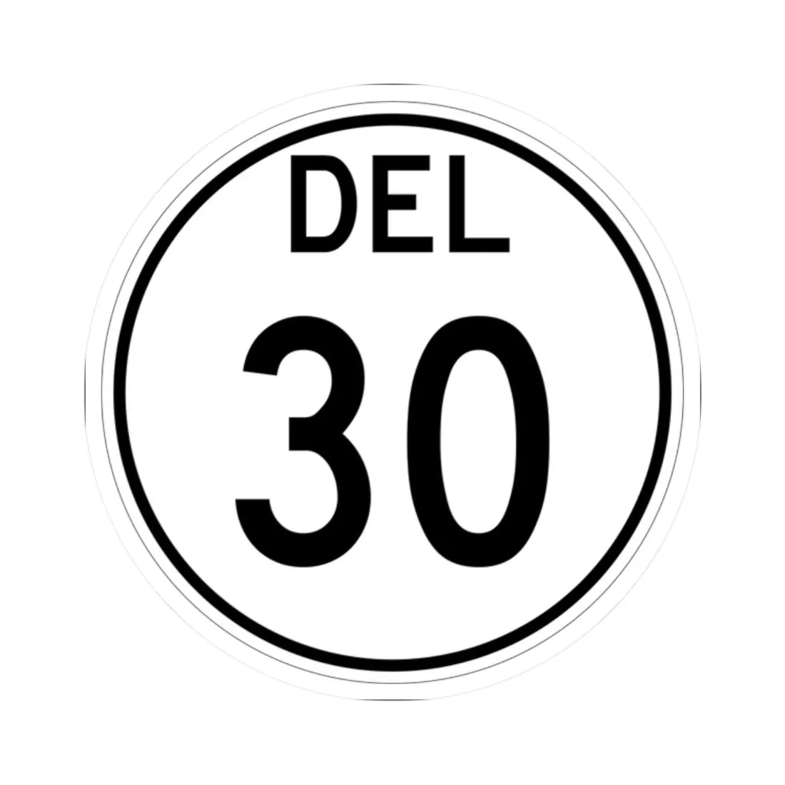 Delaware 30 1964 (Delaware) (Road Sign) STICKER Vinyl Kiss-Cut Decal 2 Inch White - The Sticker Space