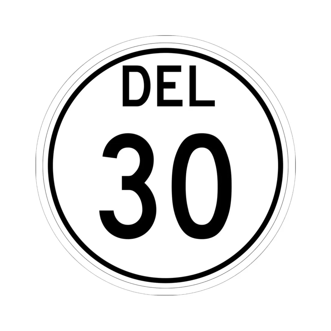 Delaware 30 1964 (Delaware) (Road Sign) STICKER Vinyl Kiss-Cut Decal 6 Inch White - The Sticker Space