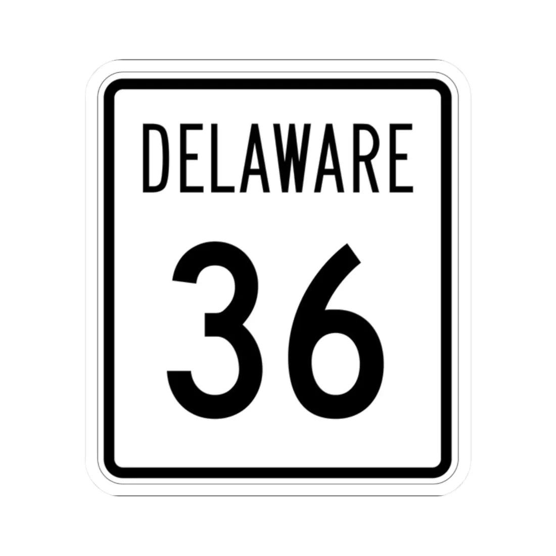 Delaware 36 1955 (Delaware) (Road Sign) STICKER Vinyl Kiss-Cut Decal 2 Inch White - The Sticker Space