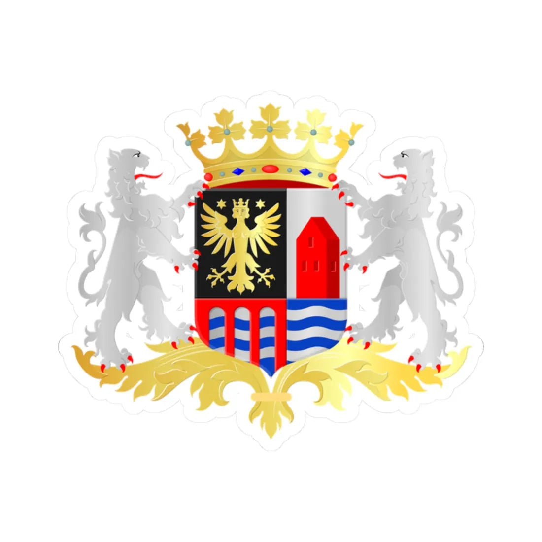 Delfzijl wapen (Netherlands) (Coat of Arms) STICKER Vinyl Kiss-Cut Decal 2 Inch White - The Sticker Space