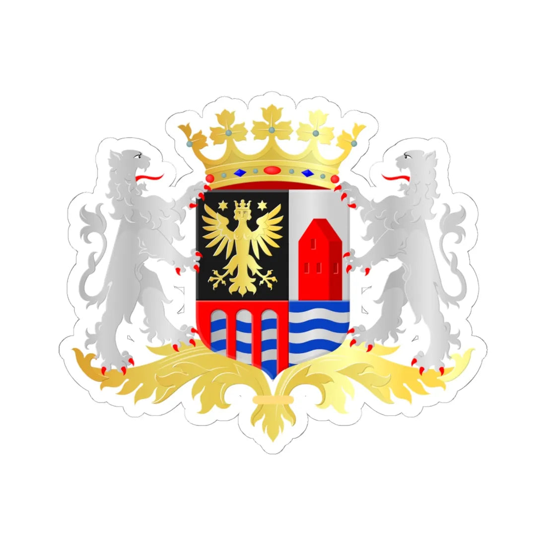 Delfzijl wapen (Netherlands) (Coat of Arms) STICKER Vinyl Kiss-Cut Decal 6 Inch White - The Sticker Space