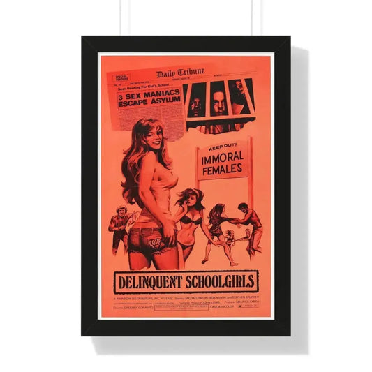 DELINQUENT SCHOOLGIRLS (CARNAL MADNESS) 1975 - Framed Movie Poster 16″ x 24″ Black - The Sticker Space