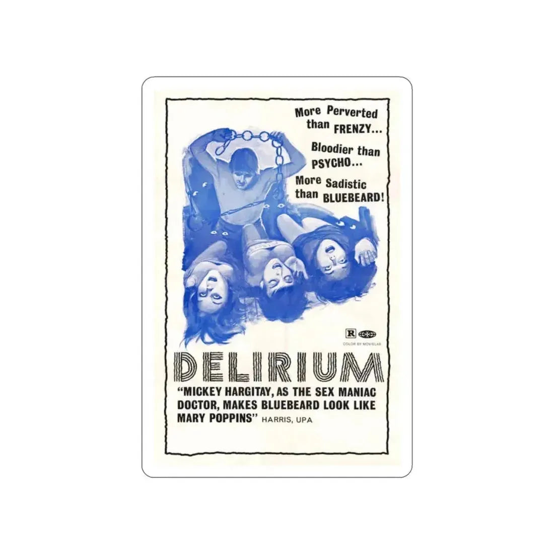 DELIRIUM 1972 Movie Poster STICKER Vinyl Die-Cut Decal 3 Inch - The Sticker Space