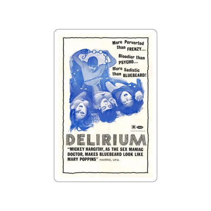 DELIRIUM 1972 Movie Poster STICKER Vinyl Die-Cut Decal 3 Inch - The Sticker Space