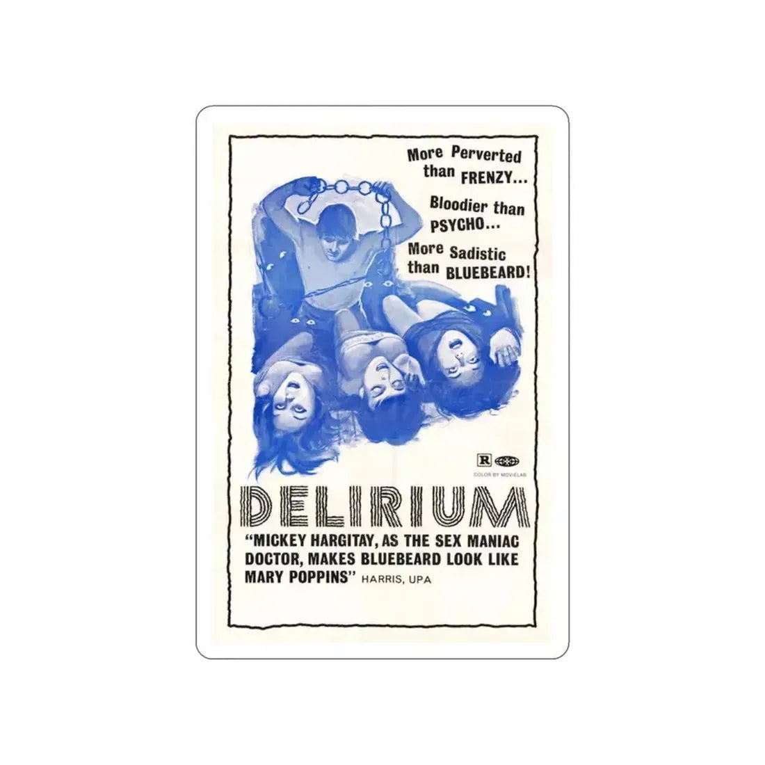 DELIRIUM 1972 Movie Poster STICKER Vinyl Die-Cut Decal 5 Inch - The Sticker Space