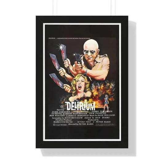 DELIRIUM 1979 - Framed Movie Poster 16″ x 24″ Black - The Sticker Space