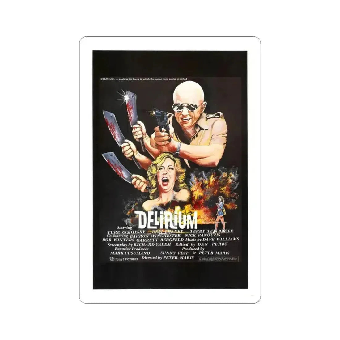 DELIRIUM 1979 Movie Poster - STICKER Vinyl Kiss-Cut Decal 6 Inch White - The Sticker Space
